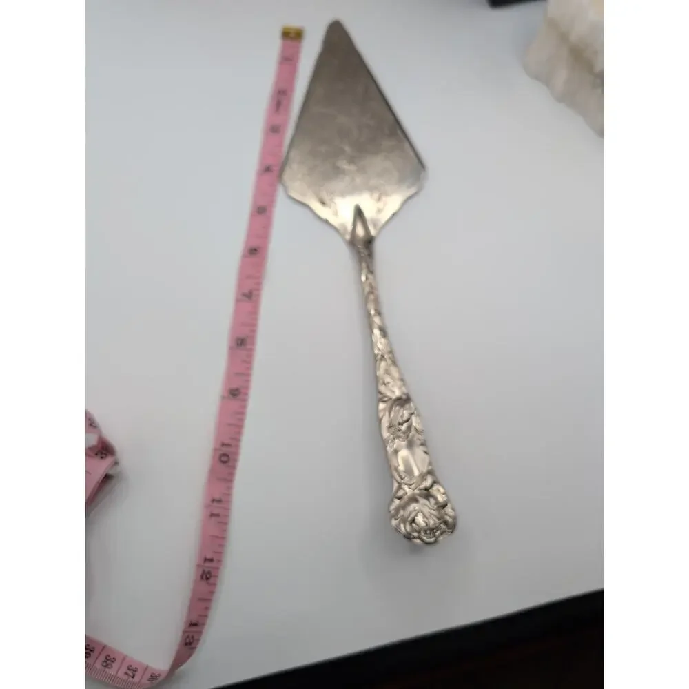 Antique M.B.K. Silverplated Ornate Floral & Scroll Cake Pie Server Victorian